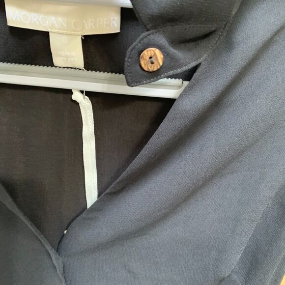 MORGAN CARPER  Semi Sheer Black SAPIN Mini Dress w/Pockets! Sz SML - Picture 8 of 16